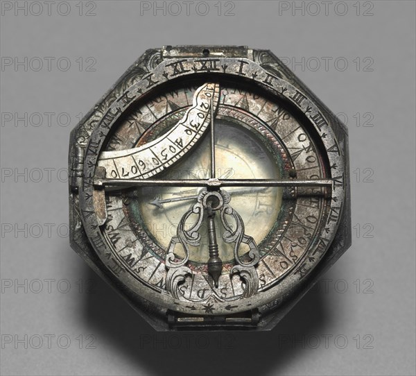 Compass and Sun Dial, 1700-1750. Creator: Unknown.