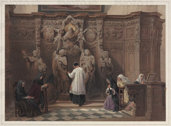 Confessional, Church of St. Paul, Antwerp, 1838. Creator: Louis Haghe (British, 1806-1885).