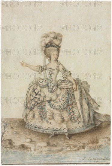 Costume Study for Opera Singer, 1781. Creator: Jean Michel Moreau le Jeune (French, 1741-1814).