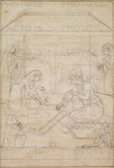 Couple Playing Chaupar on a Terrace, c. 1790-1800. Creator: Unknown.