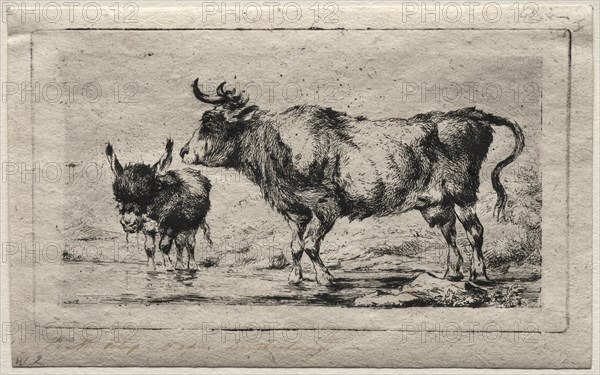 Cow and Ass, 1849. Creator: Charles Meryon (French, 1821-1868).