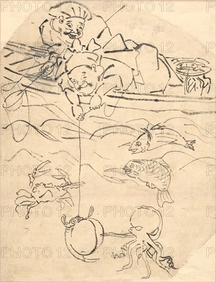 Daikoku and Ebisu, Two of the Seven Gods of Happiness. Creator: Utagawa Kuniyoshi (Japanese, 1797-1861).