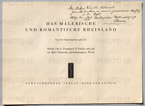 Das Malerische und Romantische Rheinland, 1928. Creator: Henry Winkles (British, 1801-1900); Kurt Schroeder.