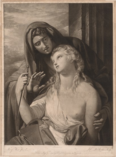 Death of Lucretia, 1770. Creator: Robert Dunkarton (British, 1744-c. 1817).
