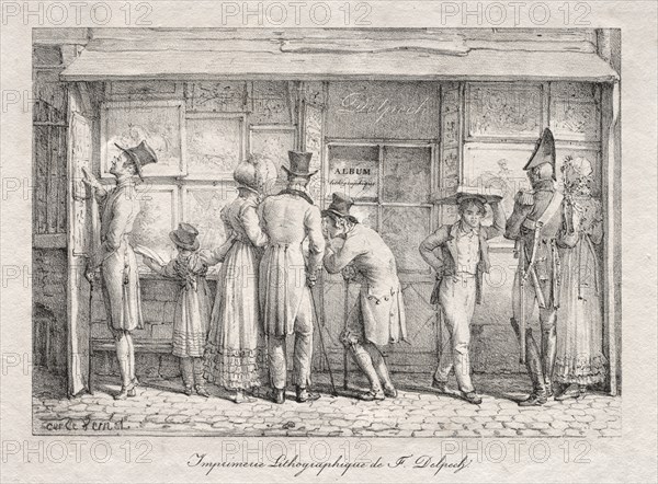 Delpech Lithographic Print Shop, c. 1818. Creator: Carle Vernet (French, 1758-1836).