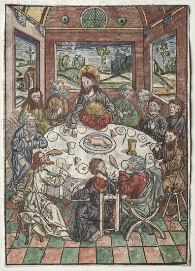 Der Schatzbehalter: The Last Supper, 1491. Creator: Michael Wolgemut (German, 1434-1519).