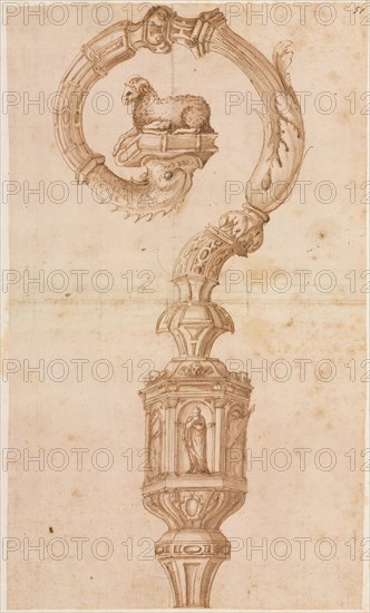 Design for a Crozier, mid 1500s. Creator: Luzio Romano (Italian, active 1528-75).