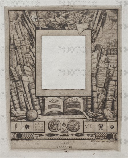 Design for a Frame for the Portrait of Armand Guéraud, 1862. Creator: Charles Meryon (French, 1821-1868).