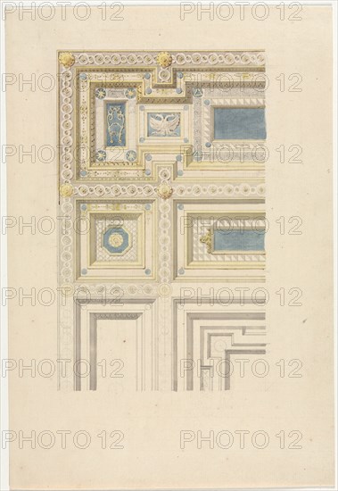 Design for Ornamental Ceiling, 19th century. Creator: Anonymous.