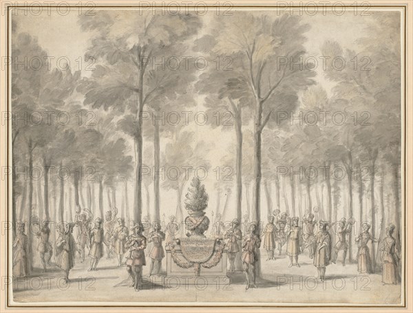 Design for the Divertissement from "La Pastorale" (First Entrée of the opera-ballet "Les Muses"...,  Creator: Jean I Bérain (French, 1640-1711).