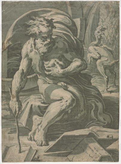 Diogenes, c. 1524-1527. Creator: Ugo da Carpi (Italian, c. 1479-c. 1532).