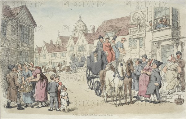 Dolphins Inn: Greenwich and Woolwich Coaches, 1816. Creator: Thomas Rowlandson (British, 1756-1827).