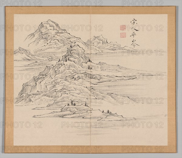 Double Album of Landscape Studies after Ikeno Taiga, Volume 1 (leaf 35), 18th century. Creator: Aoki Shukuya (Japanese, 1789).