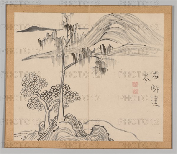 Double Album of Landscape Studies after Ikeno Taiga, Volume 1 (leaf 36), 18th century. Creator: Aoki Shukuya (Japanese, 1789).