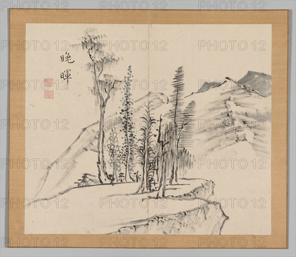 Double Album of Landscape Studies after Ikeno Taiga, Volume 2 (leaf 21), 18th century. Creator: Aoki Shukuya (Japanese, 1789).