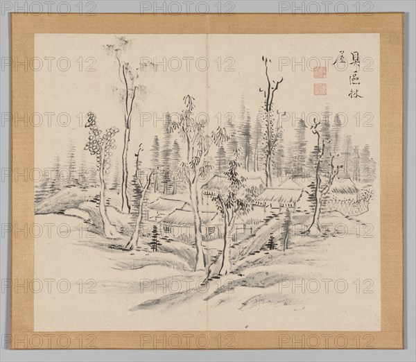 Double Album of Landscape Studies after Ikeno Taiga, Volume 2 (leaf 23), 18th century. Creator: Aoki Shukuya (Japanese, 1789).