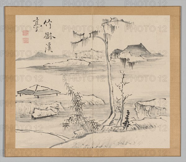 Double Album of Landscape Studies after Ikeno Taiga, Volume 2 (leaf 24), 18th century. Creator: Aoki Shukuya (Japanese, 1789).