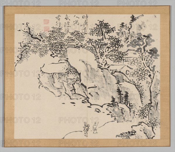 Double Album of Landscape Studies after Ikeno Taiga, Volume 2 (leaf 34), 18th century. Creator: Aoki Shukuya (Japanese, 1789).