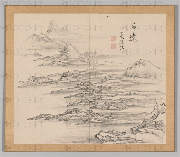 Double Album of Landscape Studies after Ikeno Taiga, Volume 2 (leaf 5), 18th century. Creator: Aoki Shukuya (Japanese, 1789).