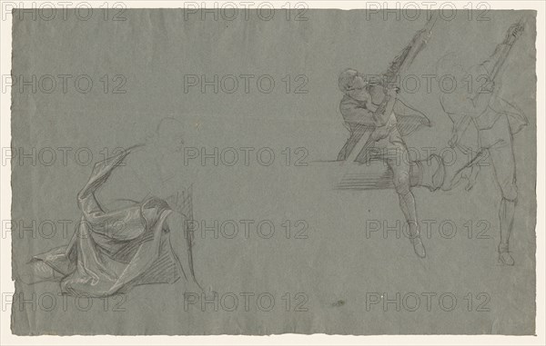 Drapery Study; Two Figures Pulling a Pole, 1785-86. Creator: John Singleton Copley (American, 1738-1815).