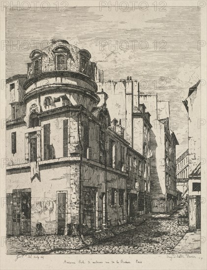 Eaux-Fortes sur le Vieux Paris: Ancienne école de médecine rue de la Bûcherie..., 1865. Creator: Gabrielle-Marie Niel (French, 1840-1894); Published by Cadart, Printed by Auguste Delatre.