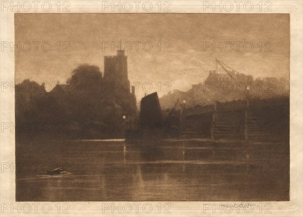 Ebb Tide, Putney Bridge, 1885. Creator: Frank Short (British, 1857-1945).