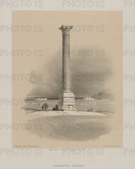 Egypt and Nubia, Volume I: Pompey's Pillar, Alexandria, 1846. Creator: Louis Haghe (British, 1806-1885); F.G.Moon, 20 Threadneedle Street, London.