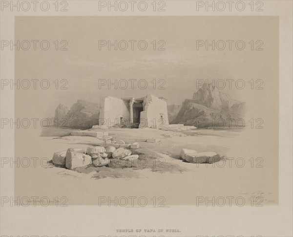 Egypt and Nubia, Volume I: Temple at Tafa in Nubia, 1846. Creator: Louis Haghe (British, 1806-1885); F.G.Moon, 20 Threadneedle Street, London.