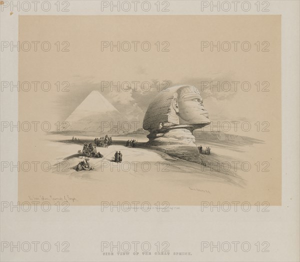 Egypt and Nubia, Volume I: The Great Sphinx, Pyramids of Gezeeh, 1846. Creator: Louis Haghe (British, 1806-1885); F.G.Moon, 20 Threadneedle Street, London.