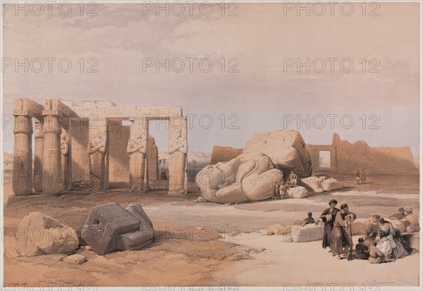 Egypt and Nubia, Volume II: Fragments of the Great Colossi at the Memnonium, Thebes, 1847. Creator: Louis Haghe (British, 1806-1885); F.G.Moon, 20 Threadneedle Street, London.
