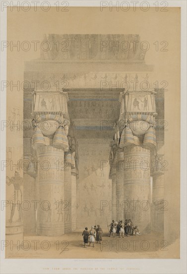 Egypt and Nubia, Volume II: View from Under the Portico of the Temple of Dendera, 1849. Creator: Louis Haghe (British, 1806-1885); F.G.Moon, 20 Threadneedle Street, London.
