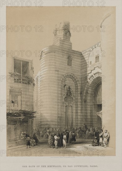 Egypt and Nubia, Volume III: Gate of the Metwaleys, Cairo, 1848. Creator: Louis Haghe (British, 1806-1885); F.G.Moon, 20 Threadneedle Street, London.