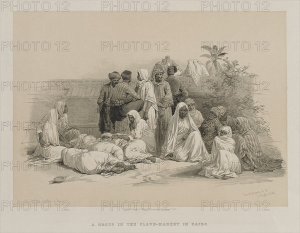Egypt and Nubia, Volume III: In the Slave Market at Cairo, 1849. Creator: Louis Haghe (British, 1806-1885); F.G.Moon, 20 Threadneedle Street, London.