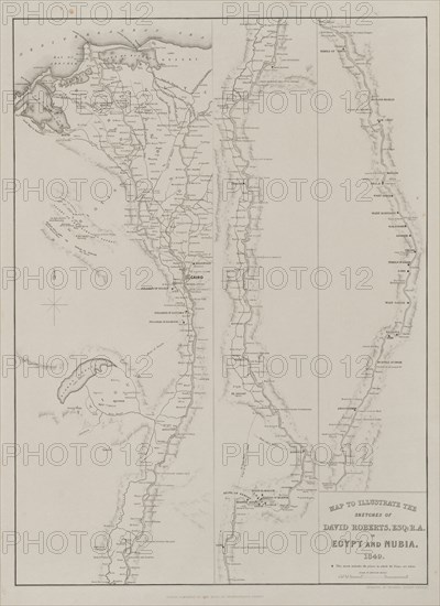 Egypt and Nubia, Volume III: Map to Illustrate the Sketches of David Roberts, Esq...1849, 1849. Creator: Louis Haghe (British, 1806-1885); F.G.Moon, 20 Threadneedle Street, London.