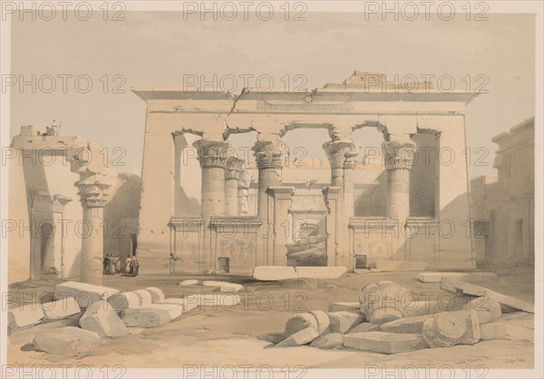 Egypt and Nubia: Volume I - No. 28, Portico of the Temple of Kalabshi, 1838. Creator: Louis Haghe (British, 1806-1885).
