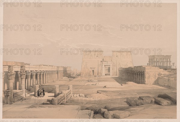 Egypt and Nubia: Volume I - No. 42, Grand Approach to the Temple of Philae, Nubia, 1838. Creator: Louis Haghe (British, 1806-1885).