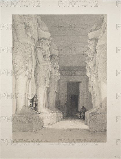 Egypt and Nubia: Volume I - No. 9, Excavated Temple of Gyrshe, Nubia, 1838. Creator: Louis Haghe (British, 1806-1885).