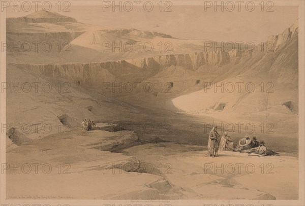 Egypt and Nubia: Volume II - No. 34, Entrance to the Tombs of the Kings of Thebes?, 1838. Creator: Louis Haghe (British, 1806-1885).