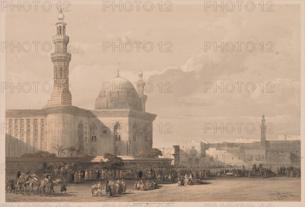 Egypt and Nubia: Volume III - No. 38, Mosque of Sultan Hassan from the Great Square..., 1838. Creator: Louis Haghe (British, 1806-1885).