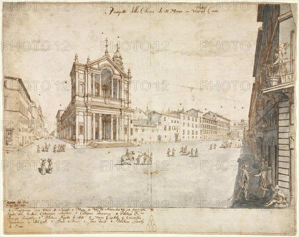 Eighteen Views of Rome: Santa Maria in Via Lata, 1665. Creator: Lievin Cruyl (Flemish, c. 1640-c. 1720).