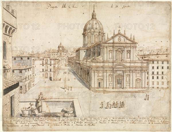 Eighteen Views of Rome: The Church of SantIgnazio, 1665. Creator: Lievin Cruyl (Flemish, c. 1640-c. 1720).