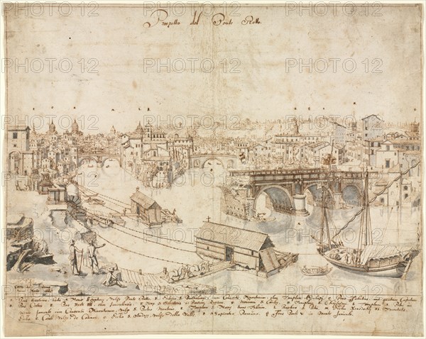 Eighteen Views of Rome: The Ponte Rotto, 1665. Creator: Lievin Cruyl (Flemish, c. 1640-c. 1720).