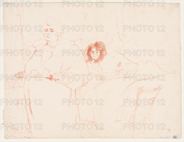 Elles: Woman Carrying a Tray, Mme. Baron and Mlle. Popo, 1896. Creator: Henri de Toulouse-Lautrec (French, 1864-1901).