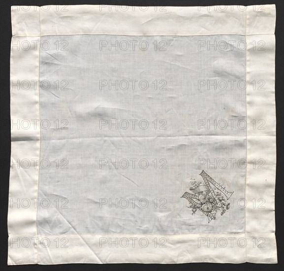 Embroidered Handkerchief, 19th century. Creator: Unknown.