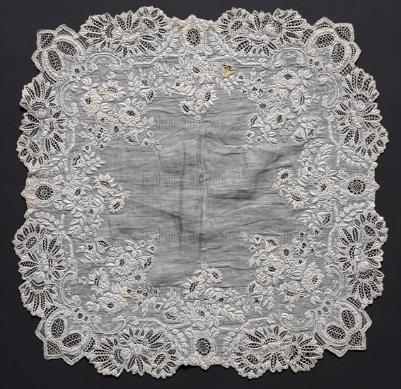Embroidered Handkerchief, 19th century. Creator: Unknown.