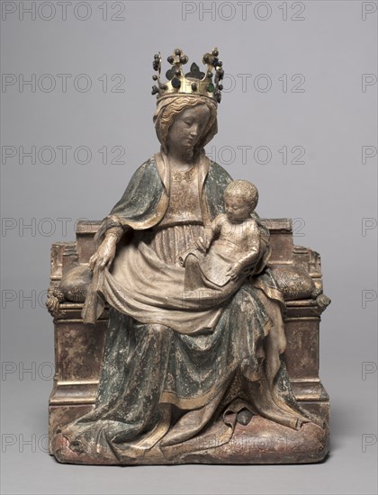 Enthroned Virgin with the Writing Christ Child, c. 1400. Creator: Unknown.