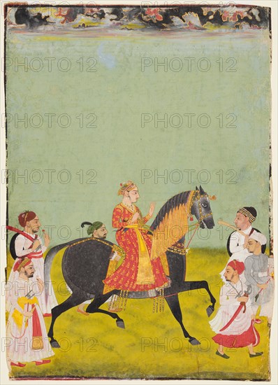 Equestrian Raj Singh II, son of Pratap Singh (r. 1752-55), c. 1760. Creator: Unknown.