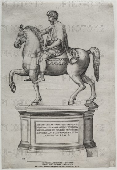 Equestrian Statue of Marcus Aurelius, 1548. Creator: Nicolas Beatrizet (French, 1515-after 1565).