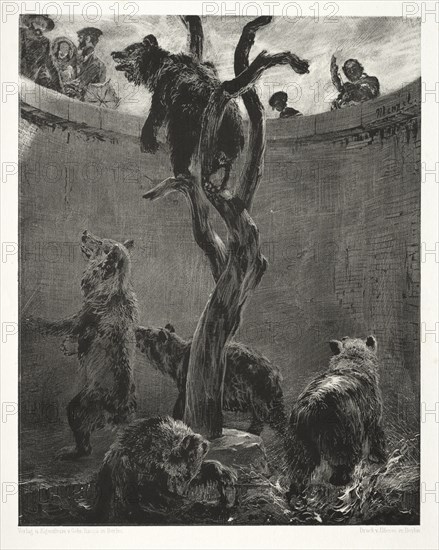 Essay on Stone with Brush and Scraper: The Bear Pit, 1851. Creator: Adolph von Menzel (German, 1815-1905).