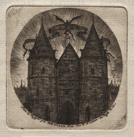 Etchings of Paris: Old Gate of the Palace of Justice, 1854. Creator: Charles Meryon (French, 1821-1868).